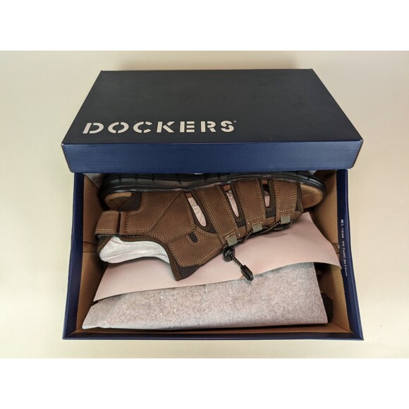 Dockers Sandals Mens 11 M Stephen Fisherman Dark Tan Slingback Casual Shoes NEW